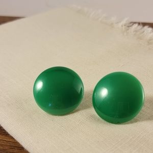 Vintage Button Earrings Green